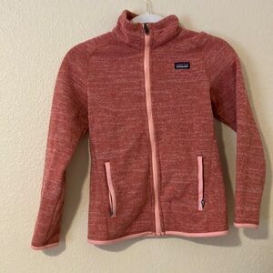 girls pink patagonia fleece sweater